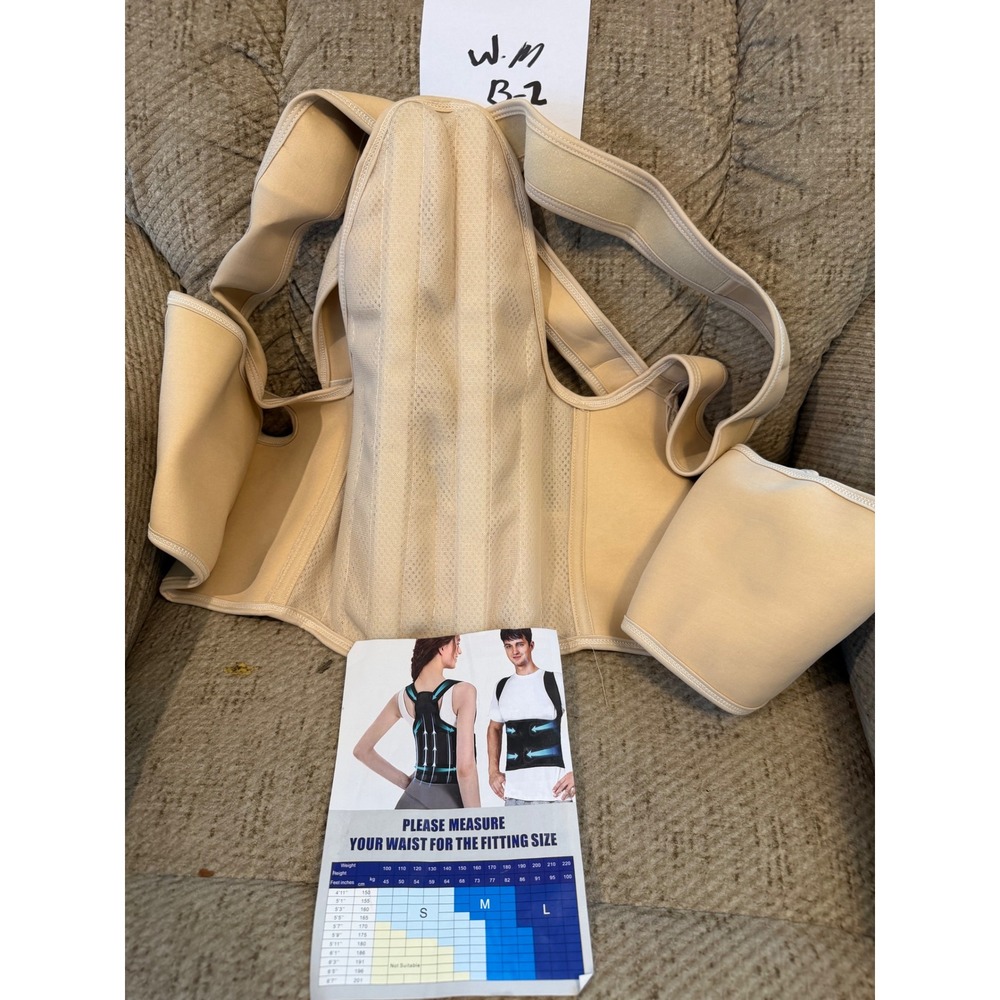 Adjustable Posture Corrector Back Support Lumbar Brace Beige Large L-Posture